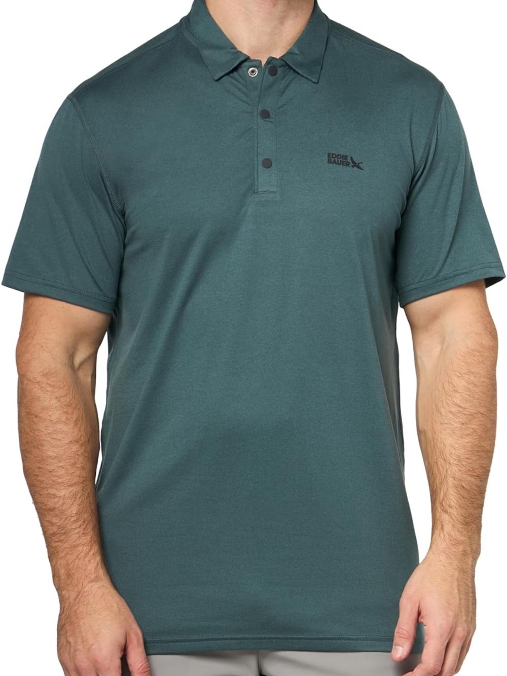Eddie Bauer Men's Short Sleeve Mountain Trek Polo In Dark Green Size TL